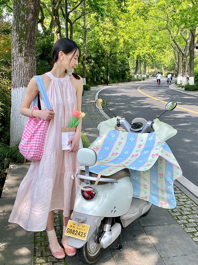 麦几酱酱奶油郁金香夏季防晒遮阳电动车挡风被夏款防风被原创设计