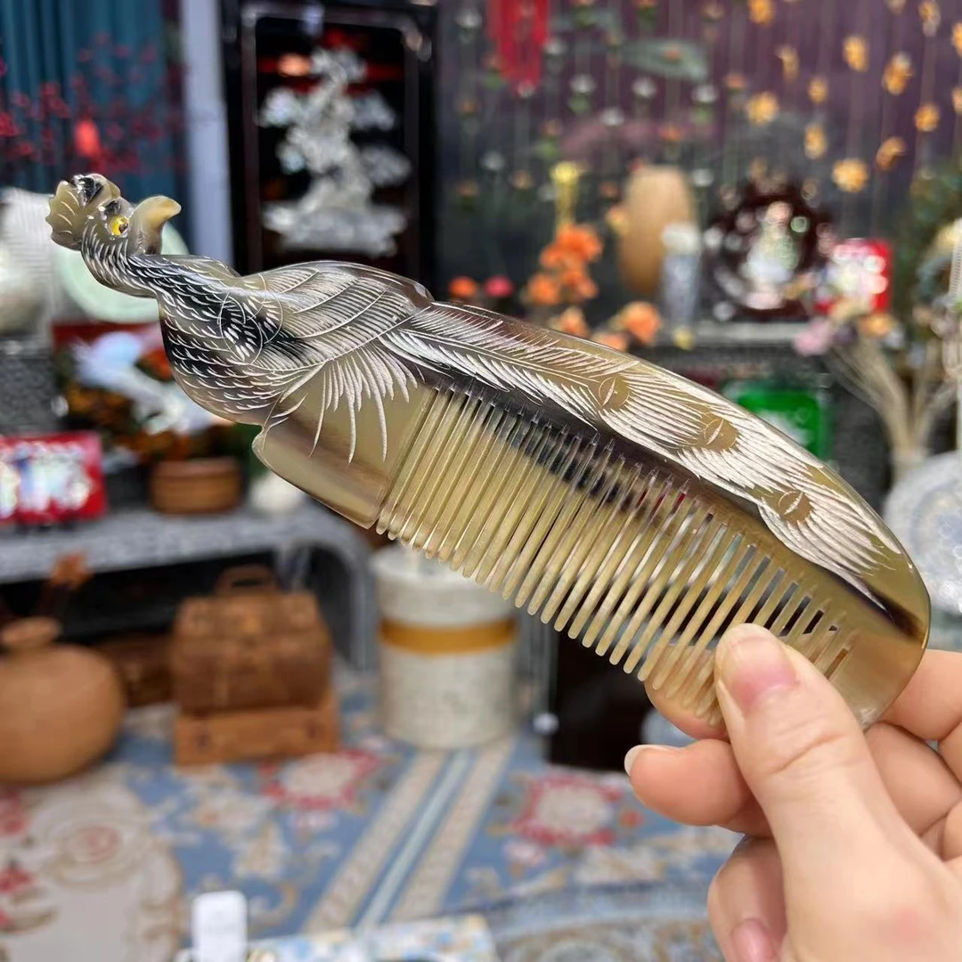 KA—孔雀造型牛角手工艺术品