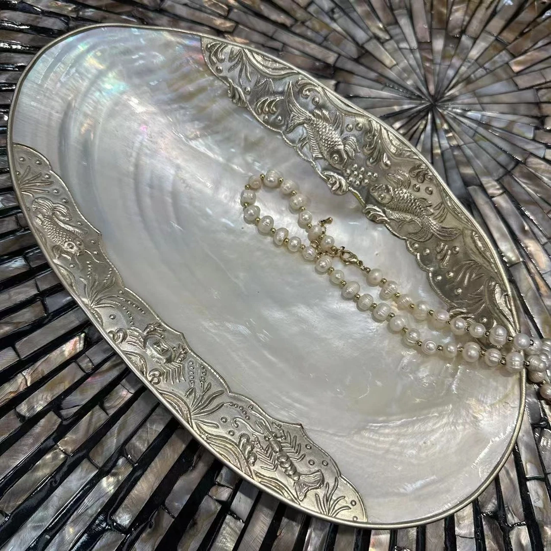 KA—【银色】手工包边天然贝壳收纳