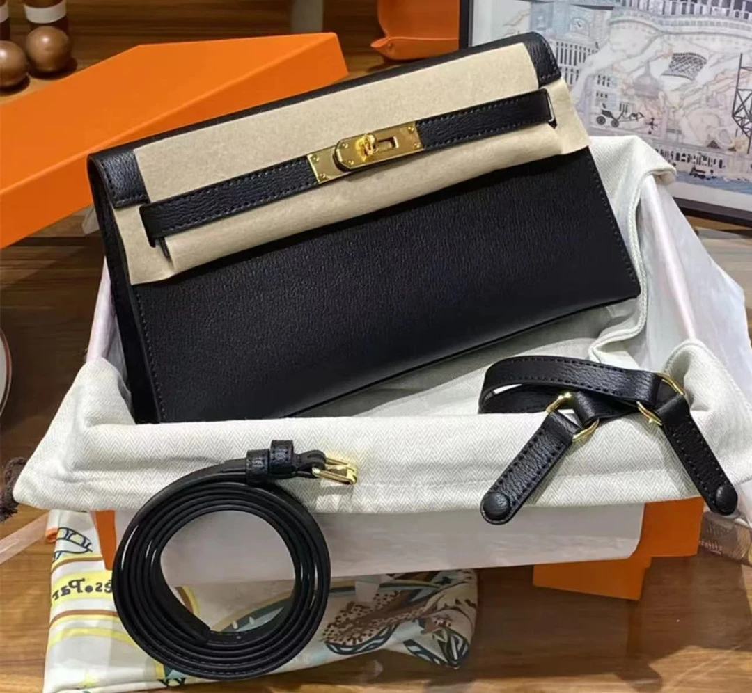 休闲手提款百搭气质设计师单肩包黑色商务褶皱压纹NSNC中号荔枝纹