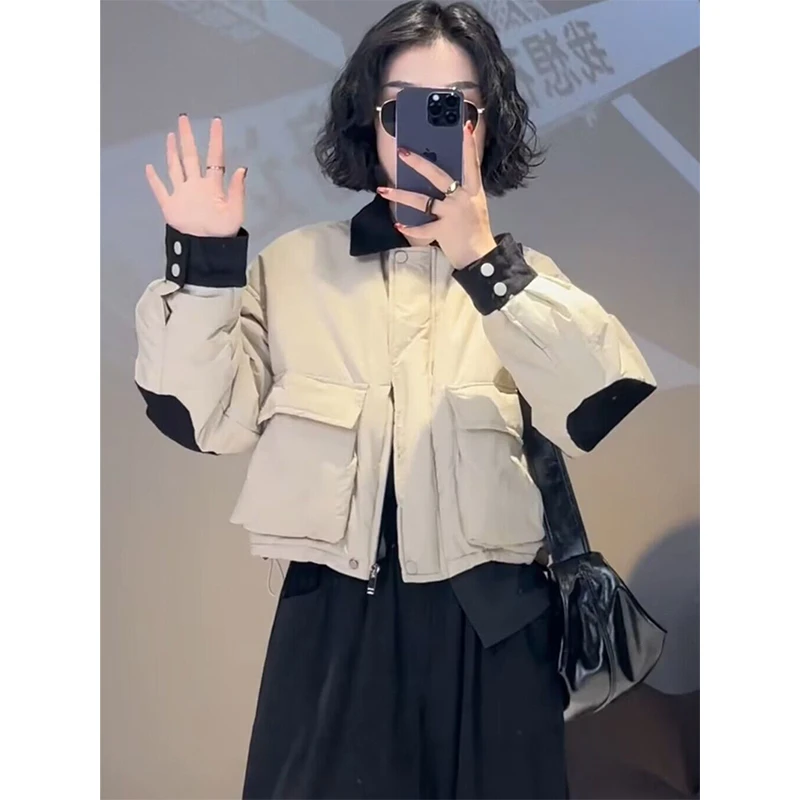 欧货加棉外套女短款小个子棉衣2024新款秋冬高级感宽松百搭棉服