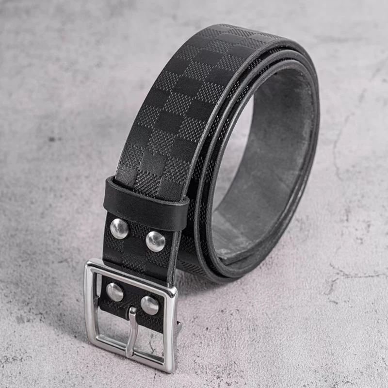 新品！纯手工腰带头层牛皮小贝扣不锈钢扣男士时尚百搭商务休闲