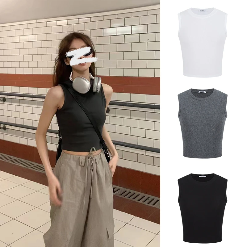 Moses Queen/魔西女王小众无袖背心女ins风高街短款打底外穿上衣