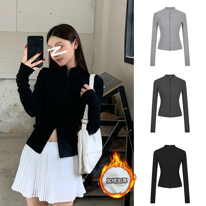 Moses Queen/魔西女王加绒加厚美式双拉链外套抗条上衣女立领开衫