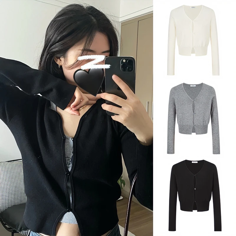 Moses Queen/魔西女王辣妹纯欲针织衫春秋设计感薄款外搭短款开衫