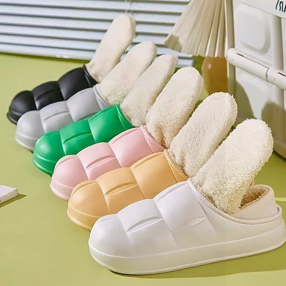 可外穿棉拖鞋女士冬季室内家居保暖厚底高帮包跟防水男冬棉鞋毛绒