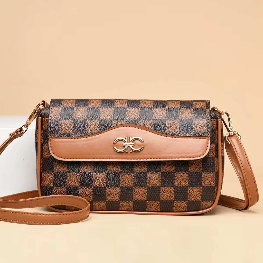 2024新款女包秋冬百搭休闲包时尚格纹潮流单肩斜挎包女式包背包包