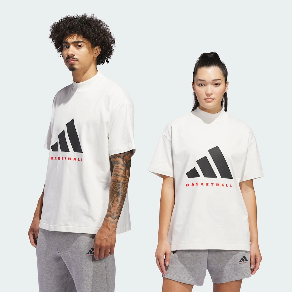 adidas 2025 BASKETBALL情侣款纯棉运动短袖T恤JE3762 IW5644