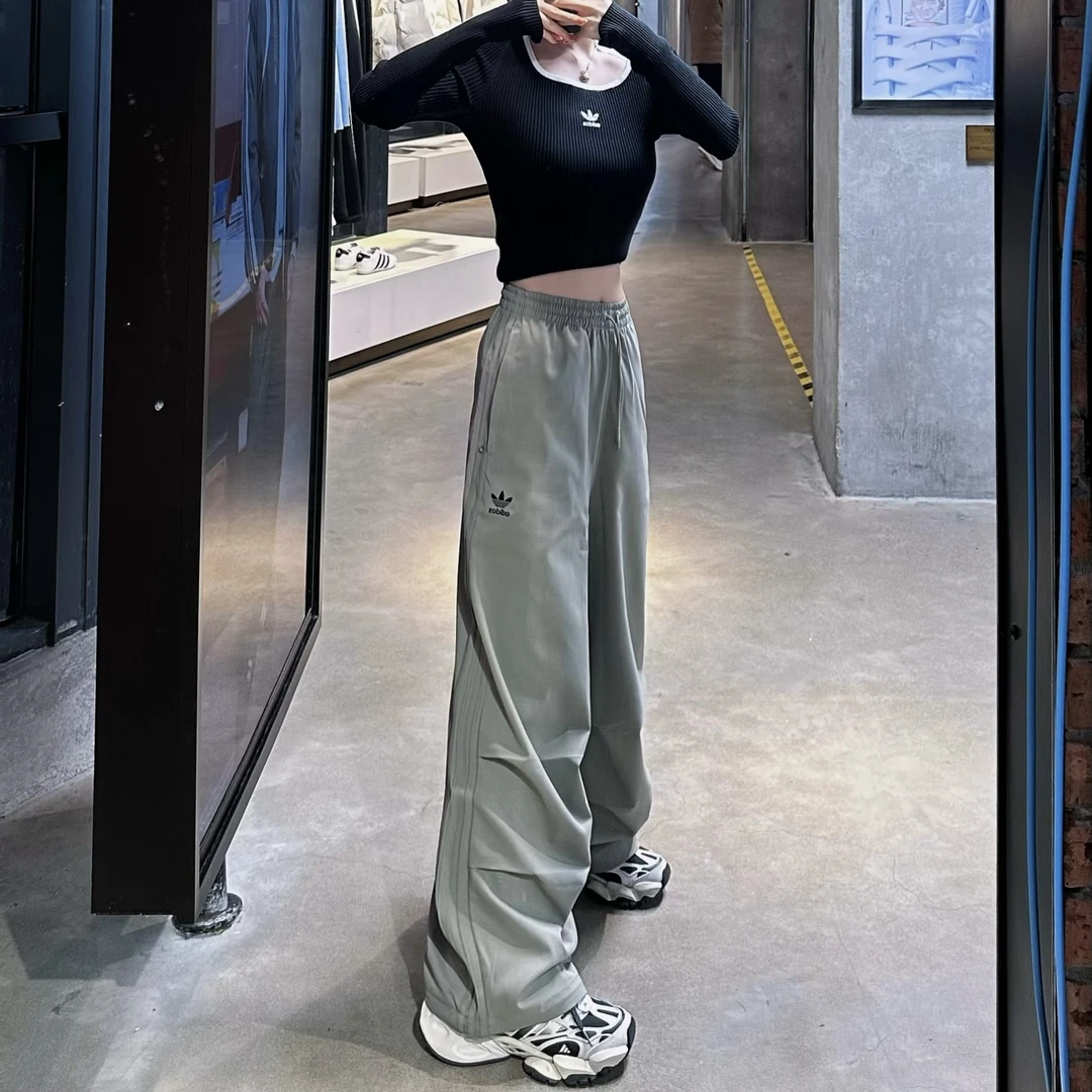 adidas三叶草户外时尚宽松舒运动适透气休闲裤阔腿裤 IZ4849