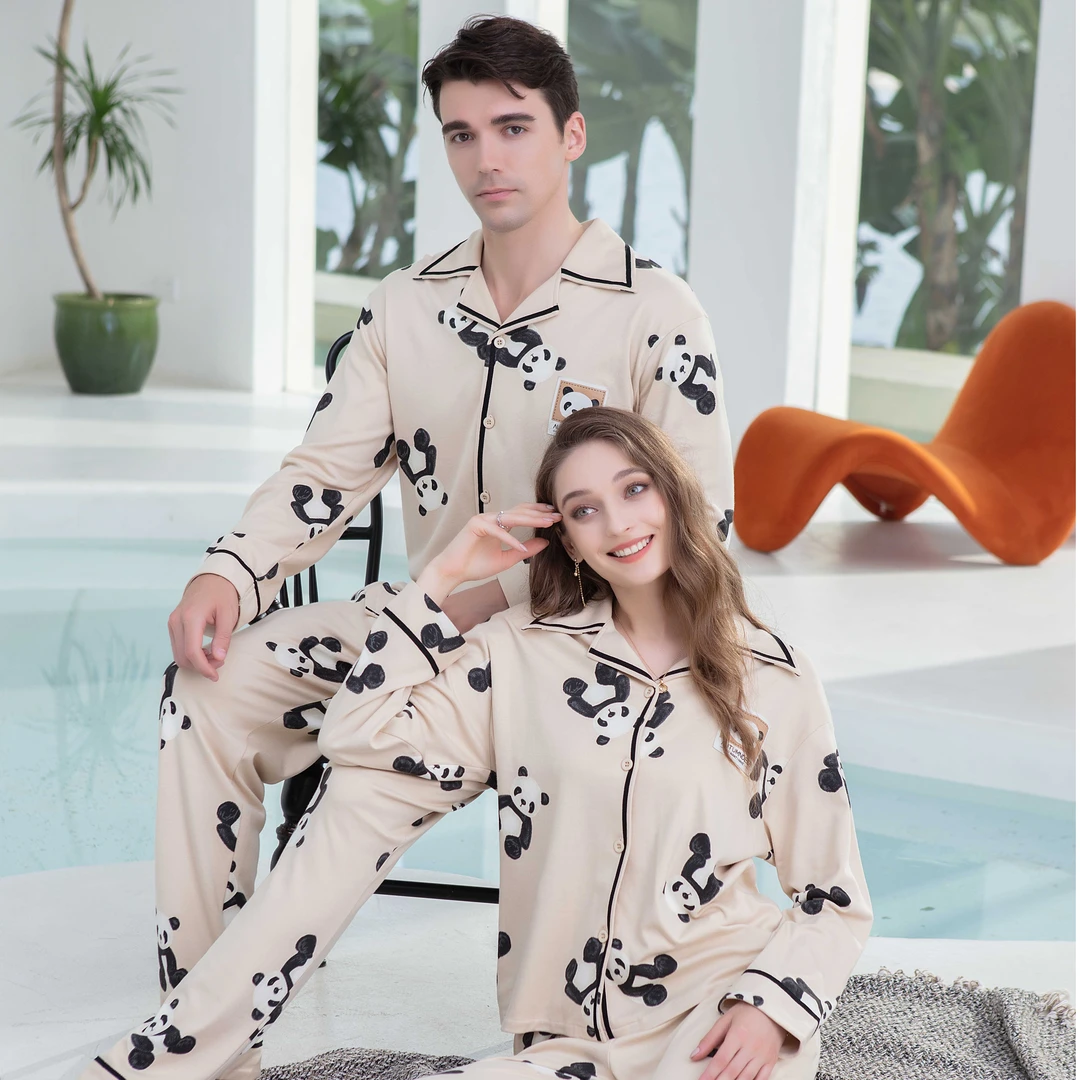 露迪尚品LDC23726长袖春秋季情侣套装卡通可爱家居服男士保暖舒适