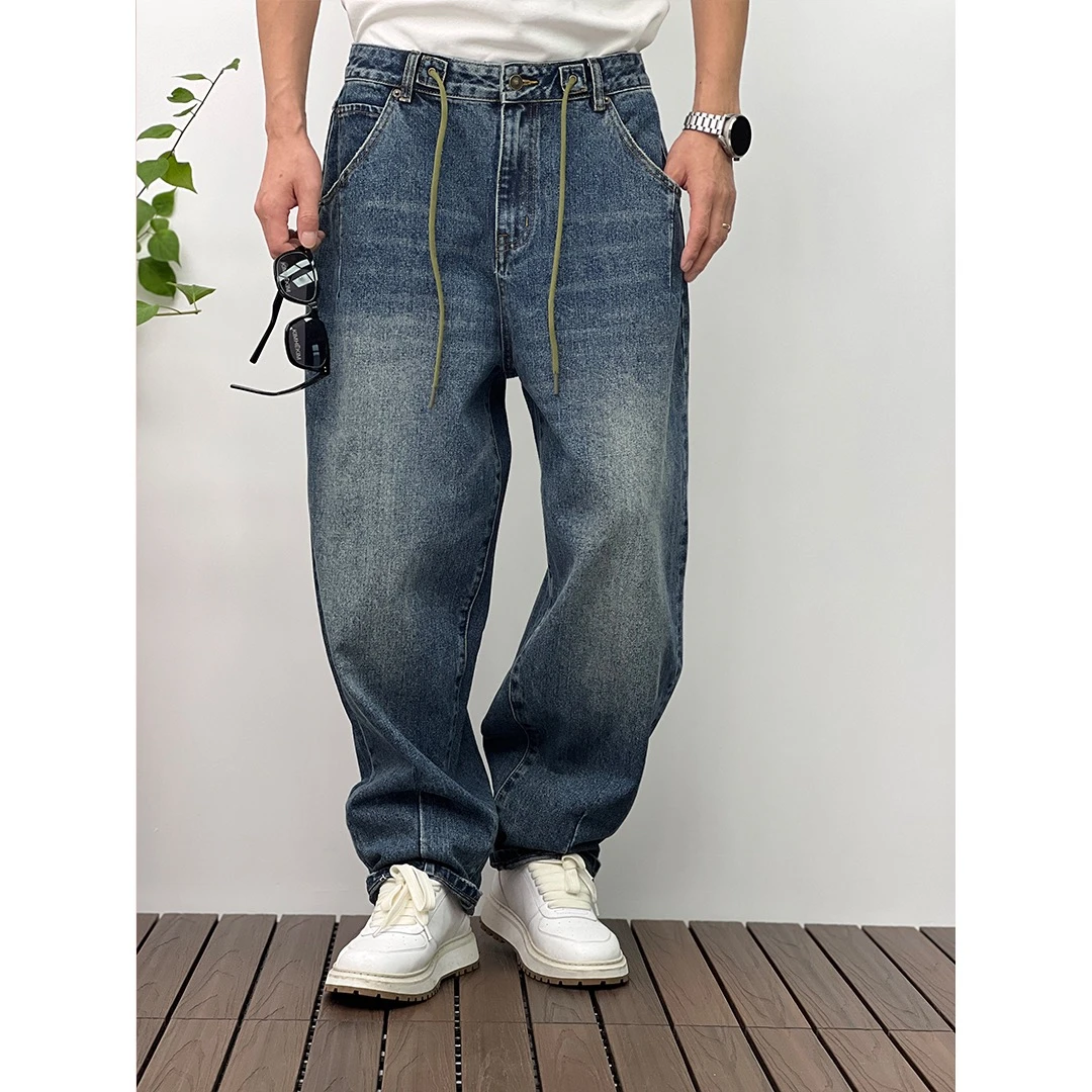 NKER 2024春季宽松重工水洗微哈伦百搭港风复古牛仔裤