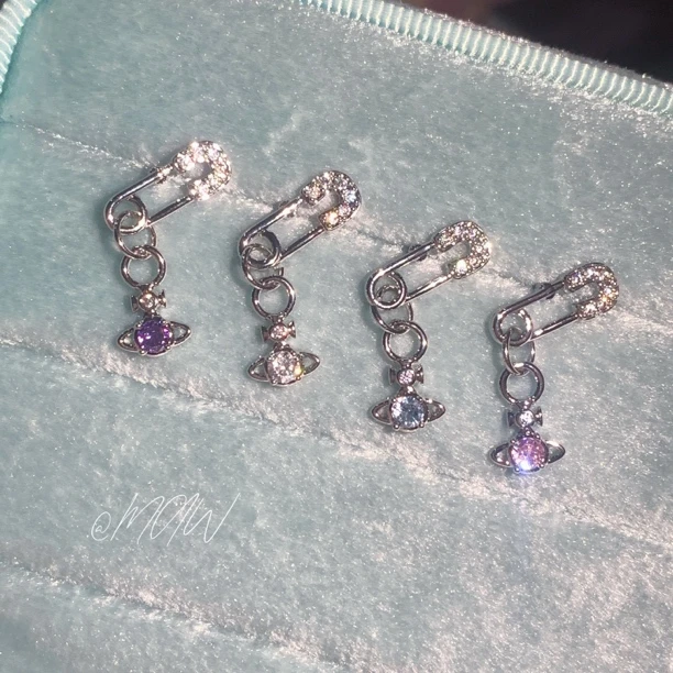 钛钢锆石耳饰 MAW 别针土星/四色星球钛钢耳骨钉简约休闲