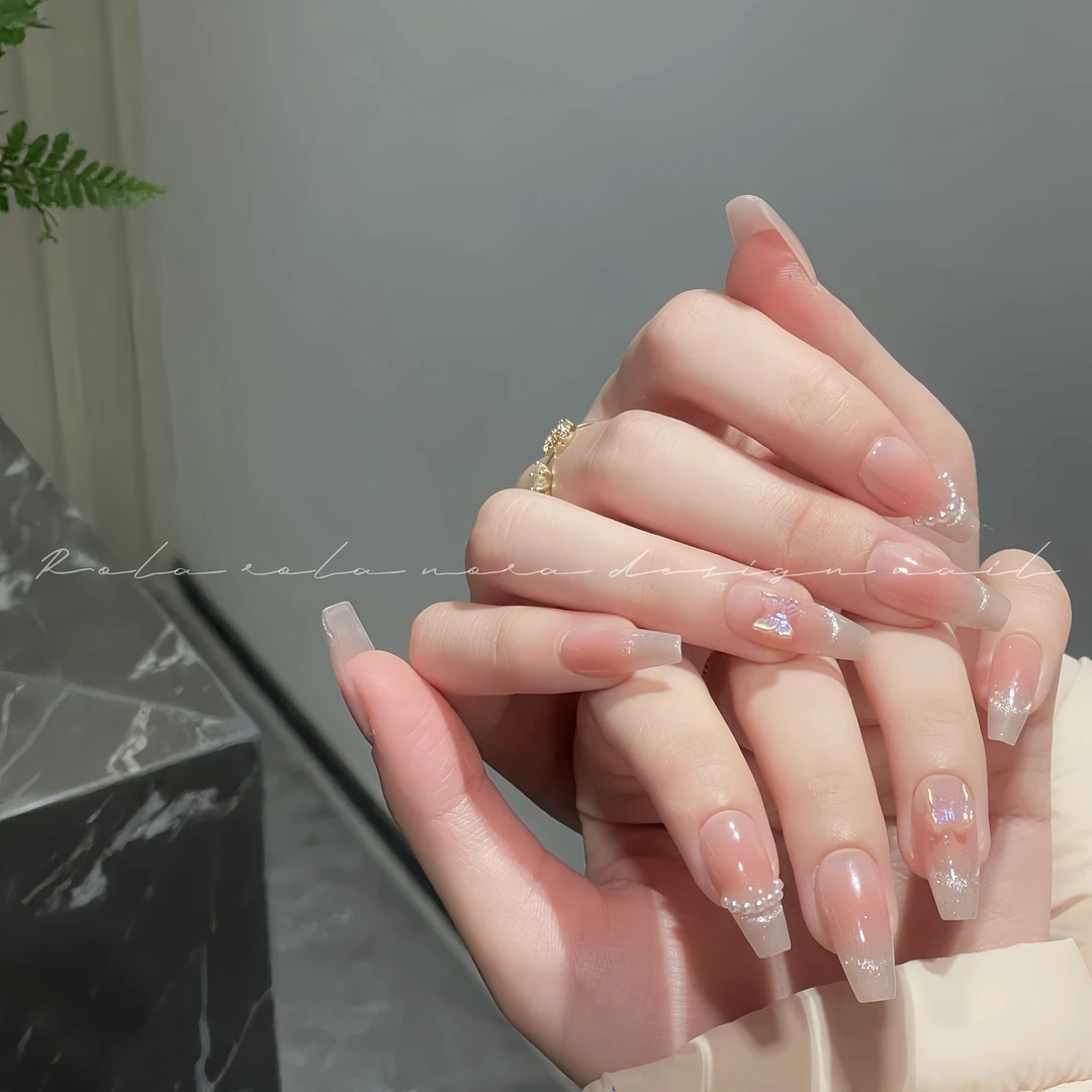 【庄周梦蝶】 Rola nora纯手工穿戴甲 免烤nail春夏 猫眼 裸色 粉色