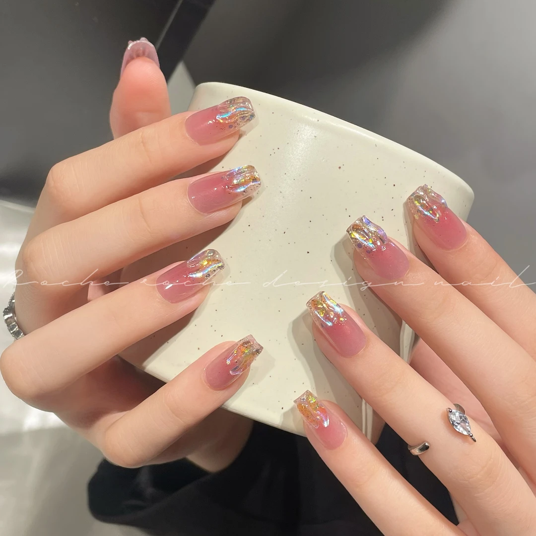 【少女心事】Rola nora 纯手工穿戴甲手工定制穿戴甲免烤nail极光钻