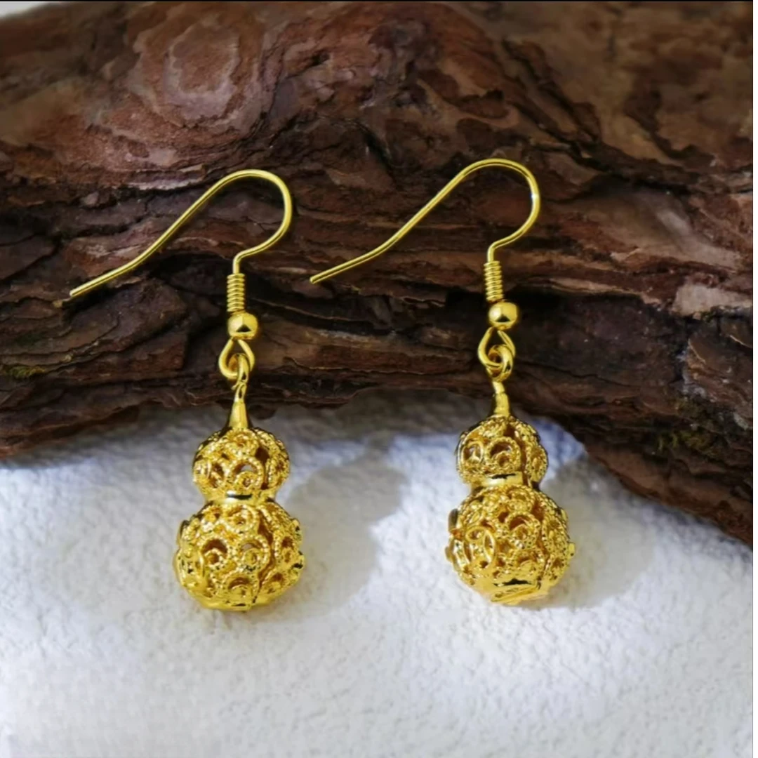 铜合金耳饰 新中式国风福禄葫芦耳坠