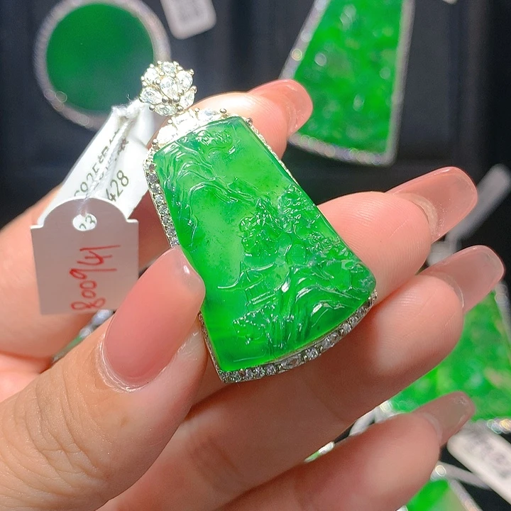 翡翠吊坠(不含链)银S925镶嵌