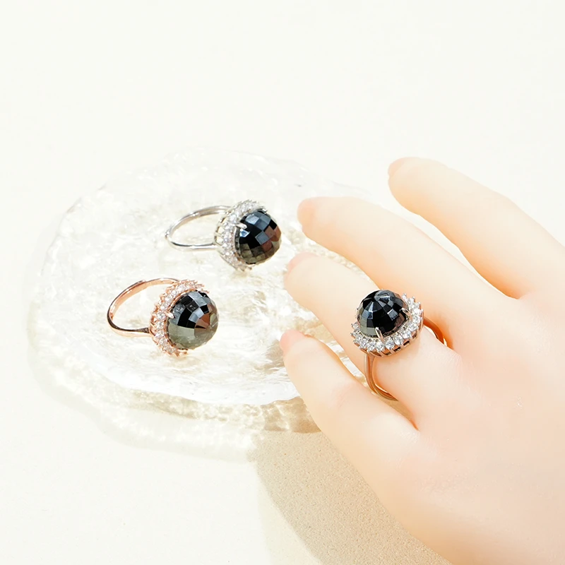 【西域天石】小行星钻陨戒指活口可调男女款花丝镶嵌工艺宝石切面