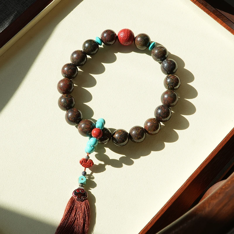 【西域天石】火星虎纹金刚陨铁佛珠手串＋念珠手持