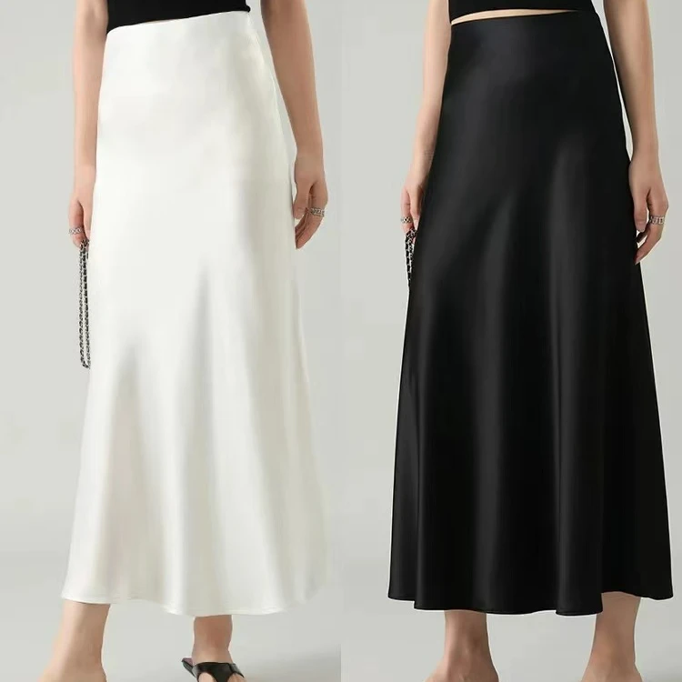 1005QGZ00004气质缎料半裙时尚百搭轻奢显瘦