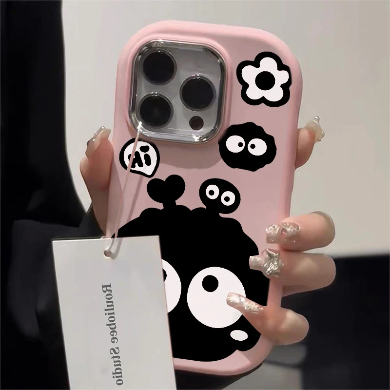 可爱黑色煤球适用于苹果15手机壳iphone13/14promax防摔12/11少女
