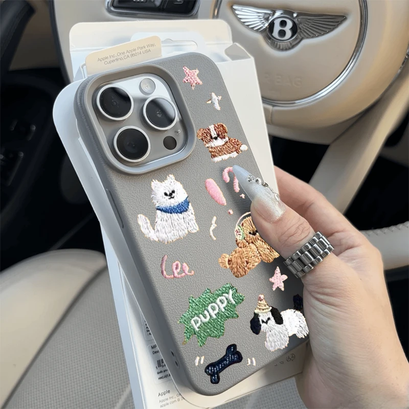 针织耳机小狗适用苹果16promaxiPhone15手机壳14个性13可爱12简约