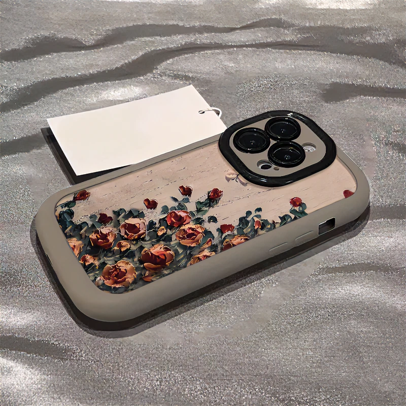 玫瑰苹果15promax手机壳iphone14软壳13全包12女生11创意防摔复古