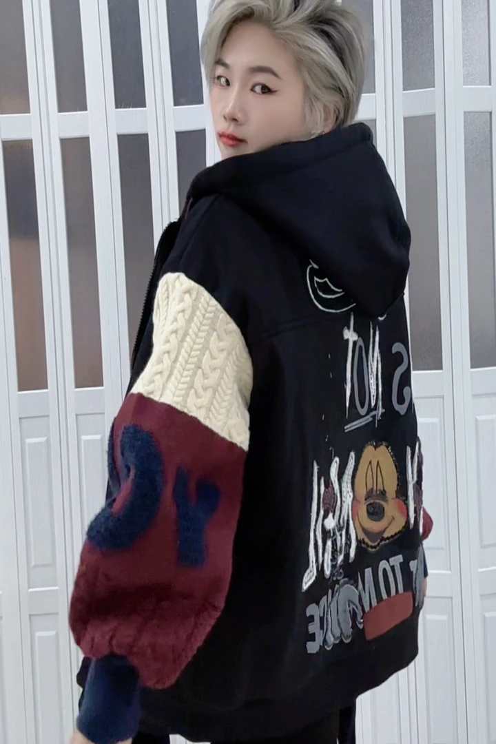 潮牌女装冬款加棉大码外套显瘦百搭加厚款外套