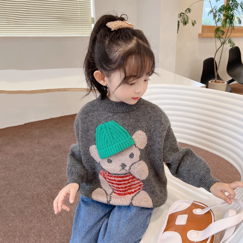 仓库搬迁童装+2D136+儿童卡通毛衣童装洋气针织衫女童毛衫线衣