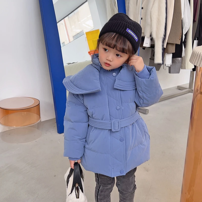 仓库搬迁童装+1D785+白鸭绒保暖女童高领羽绒服儿童长款