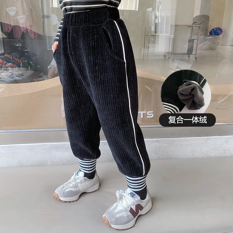仓库搬迁童装+1D147+一体绒女童灯芯绒裤子儿童收口长裤宝宝