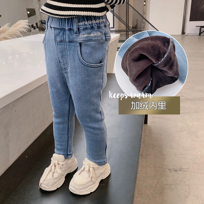 仓库搬迁童装+0D372+一体绒女童韩版牛仔裤洋气