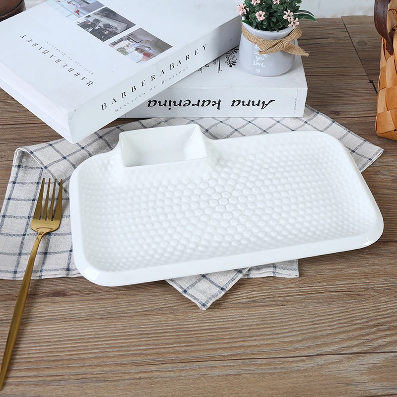 顺祥陶瓷纯白饺子盘1个釉下彩