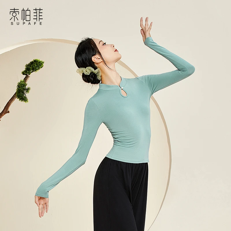 SUPAFE/索帕菲【索帕菲特惠】水滴领古典舞长袖身韵上衣秋冬新款