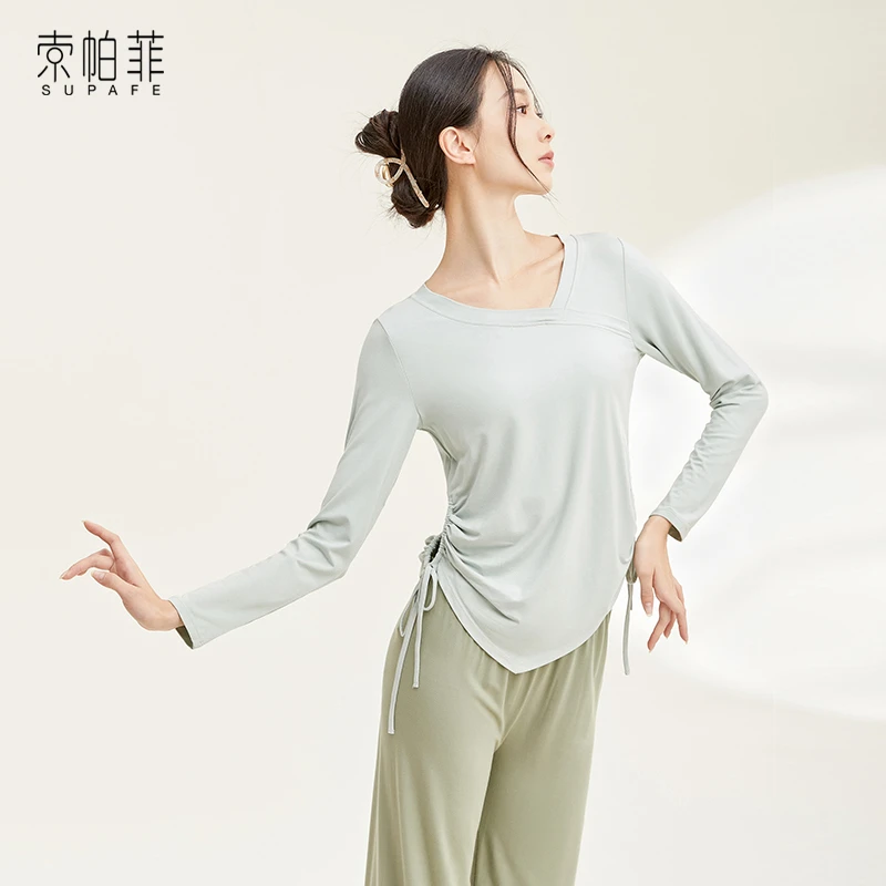 索帕菲现代舞服长袖专业练功跳舞女中国舞蹈考级古典服装教师上衣