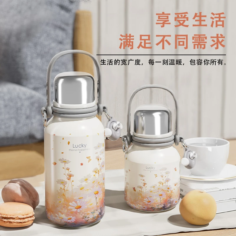 Big car/大卡大容量保温杯户外便携学生可爱水杯316不锈钢保温壶