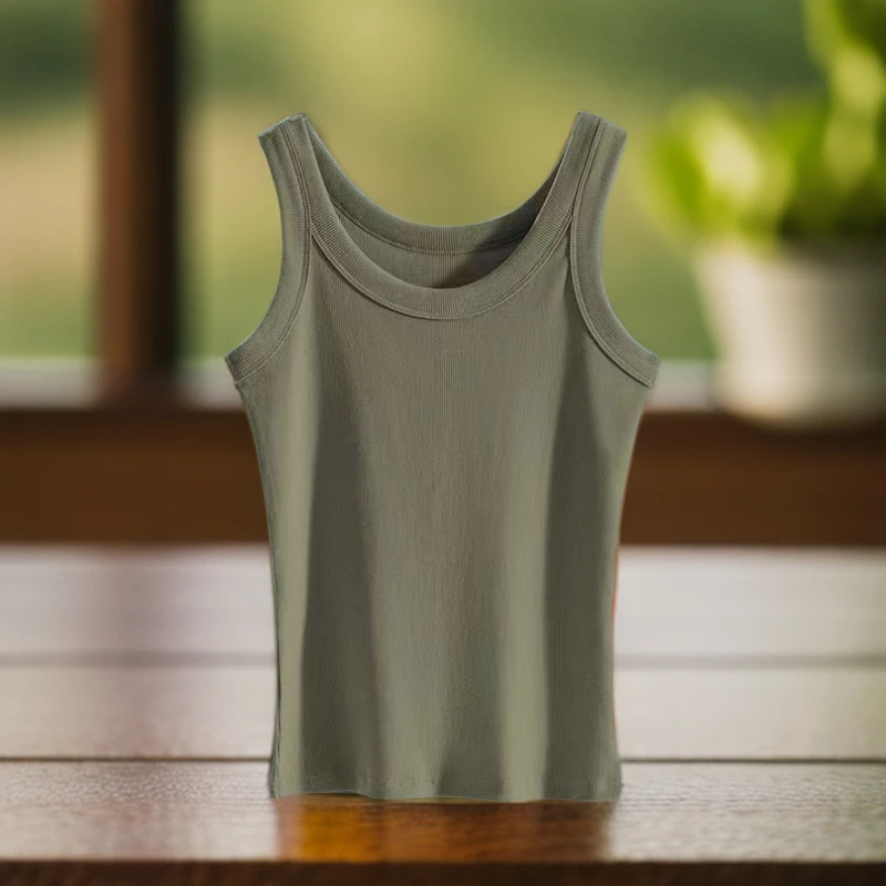 夏季大码短款美背圆领显瘦瑜伽针织百搭外穿宽松纯色无袖