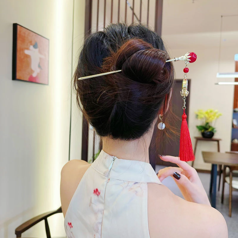 发簪女古风高级感气质新中式中国风流苏步摇汉服旗袍日常盘发簪子