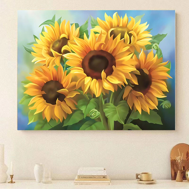 向日葵DIY手工钻石画粘贴满钻解压十字绣风景花卉客厅家居装饰画