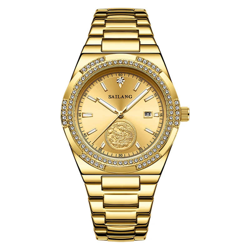 【专属】SAILANG纵横系列含真钻真金背透机芯男士腕表6606-06金繁