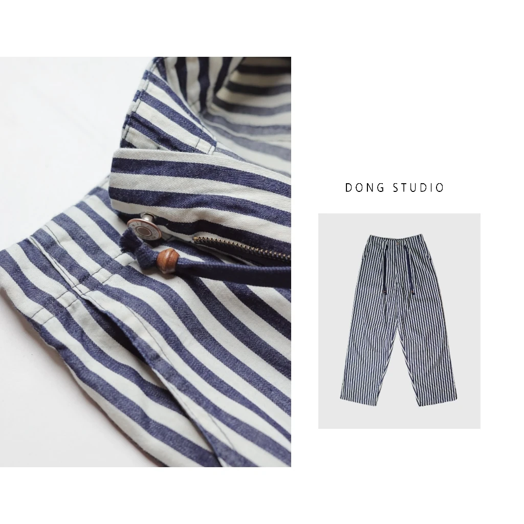 海军水手裤｜橡木珠度假风条纹直筒裤J3728