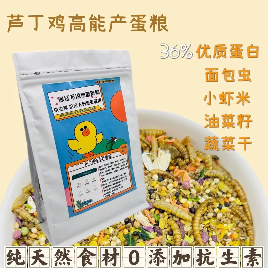 芦丁鸡产蛋粮育雏开口粮自配粮宠物吃健康营养食物蔬菜面包虫