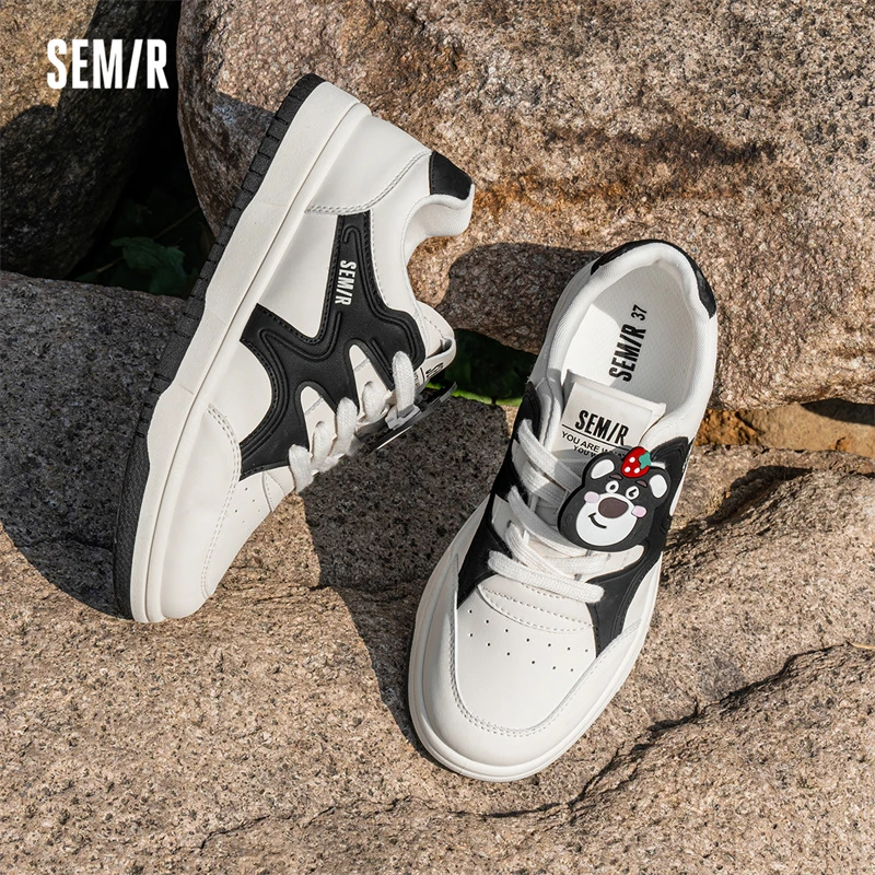 Semir黑色女鞋板鞋2024新款厚底增高百搭小白鞋休闲运动鞋子1169