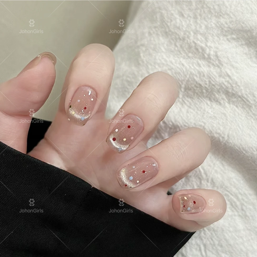 JohonGirls'/琴岛小嫚【法式波点】仙女彩绘法式猫眼波点手工穿戴甲