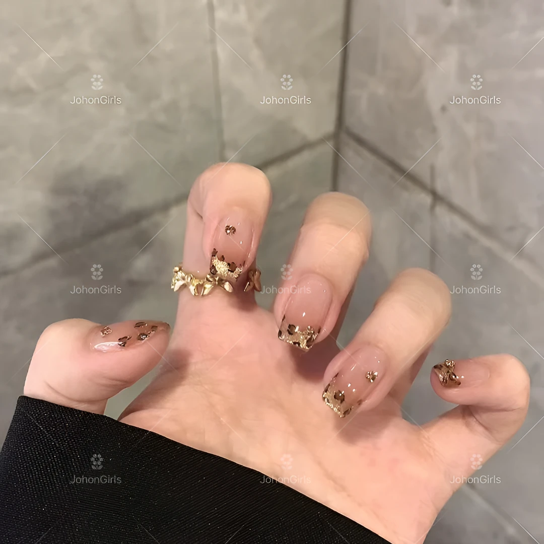 JohonGirls'/琴岛小嫚【香槟豹纹】春夏轻奢流行显白复古手工穿戴甲