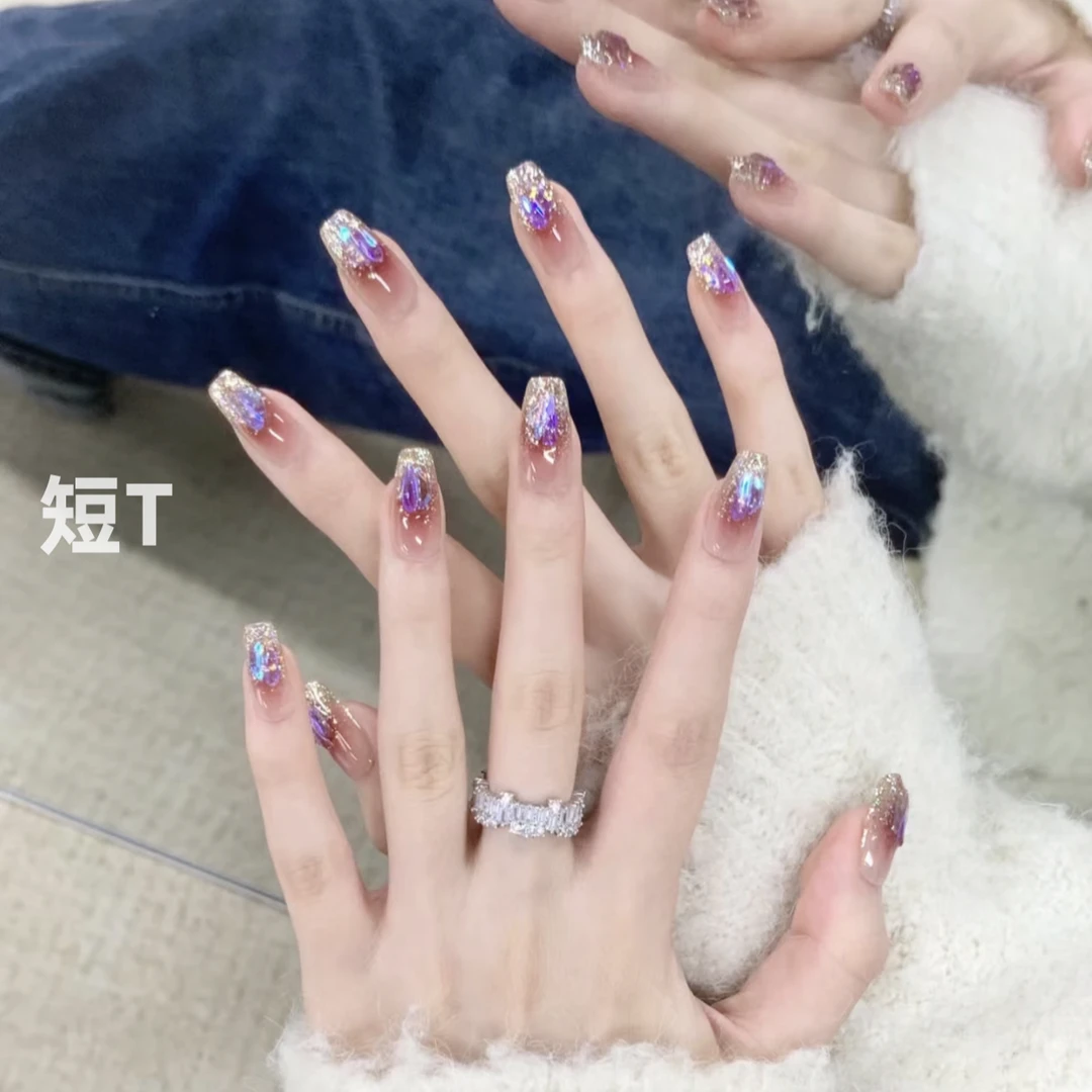 JohonGirls'/琴岛小嫚【 多肉葡萄 】温精灵同款夏季超闪贴钻穿戴甲