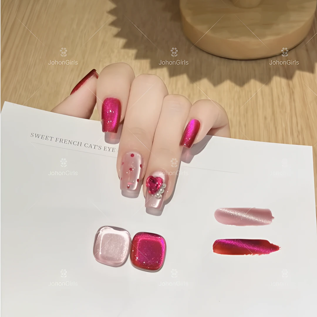 JohonGirls'/琴岛小嫚【火龙果】巨显白秋冬猫眼波点纯手工穿戴甲