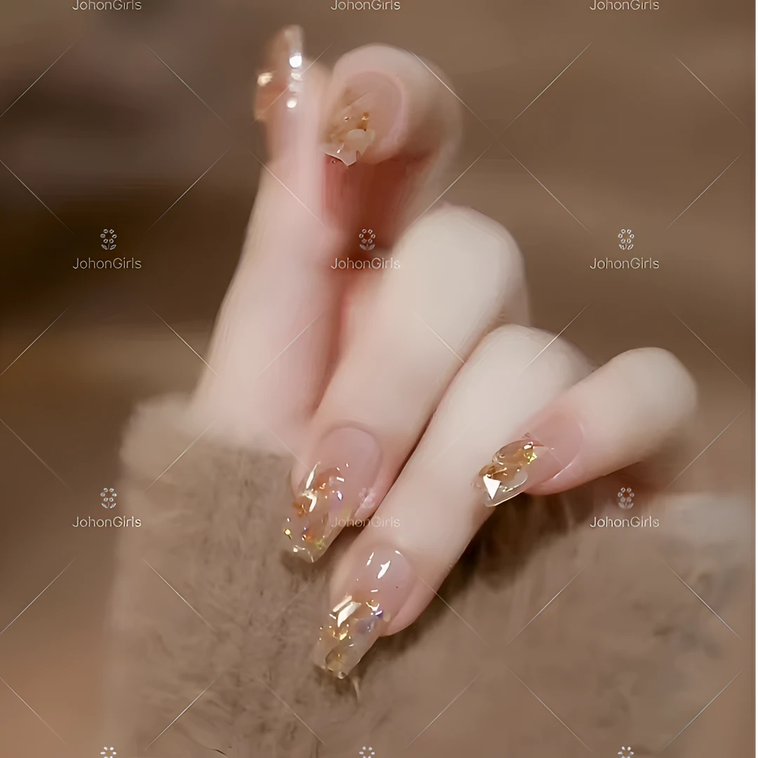 JohonGirls'/琴岛小嫚【 浪漫深秋 】极光碎钻温精灵百搭手工穿戴甲