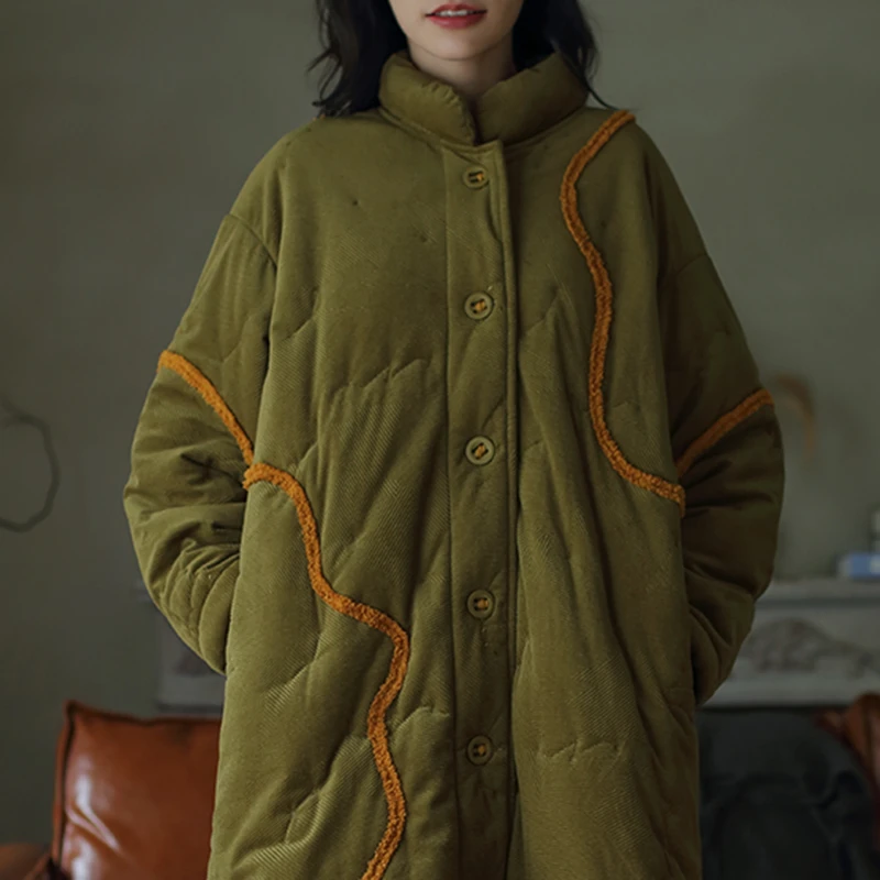 【冬日暖阳】秋冬季睡衣女加厚实三层夹棉袄长袍款保暖家居服22034