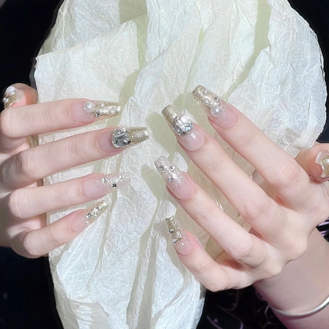 【柔色微光】手工穿戴甲神仙女必备显白美甲夏季穿戴甲片指甲贴