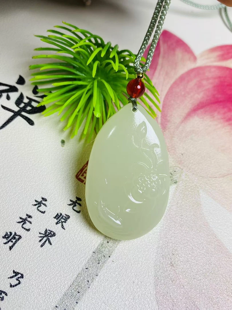 莲鲶有鱼莲花挂件3×4无染色无染色无酸洗1028